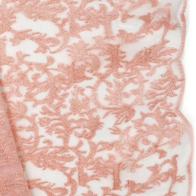 Tessuto rete ricamato rosa