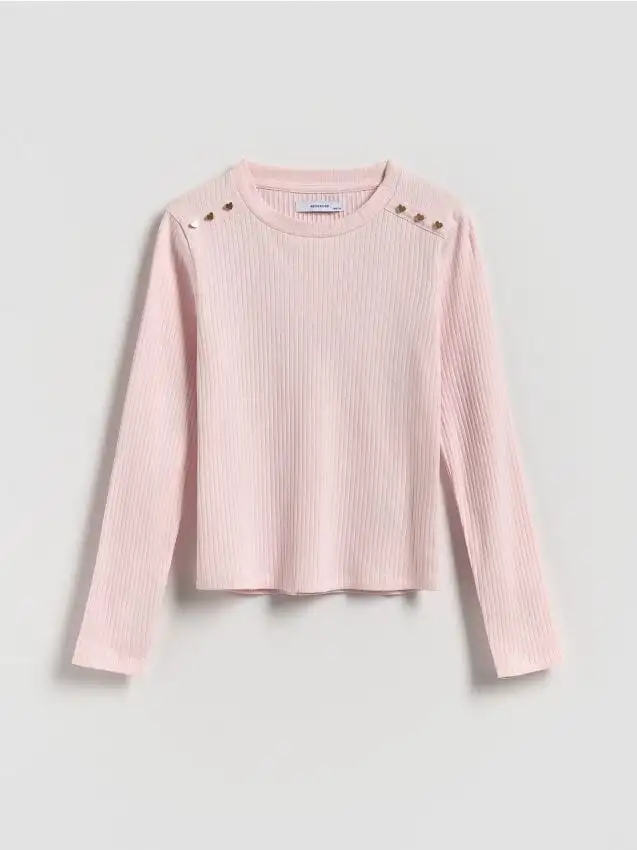 T‑shirt con bottoni decorativi Colore rosa pastello