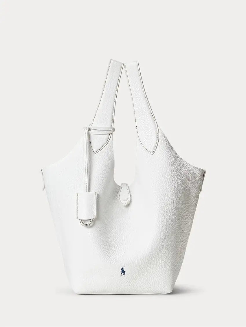 Borsa in Pelle Martellata Bianco