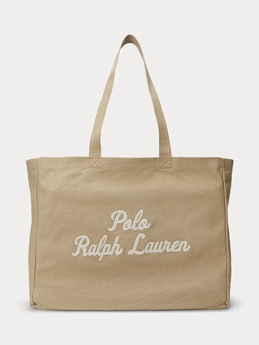 Tote in Tela di Cotone Beige