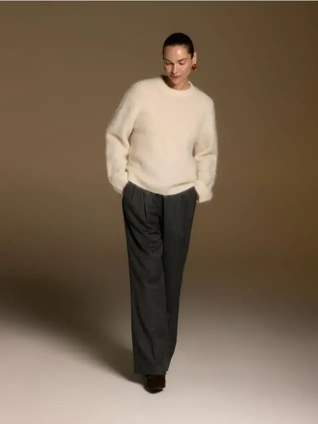 Maglione in misto lana di alpaca Colore panna