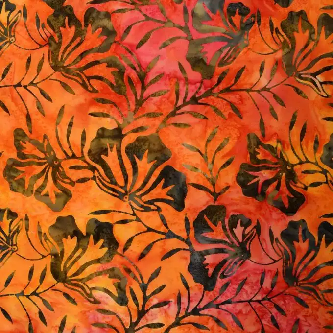 Tessuto batik fiori arancione