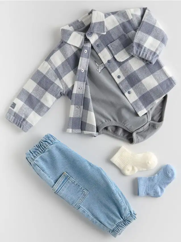 Body in misto cotone Colore grigio chiaro