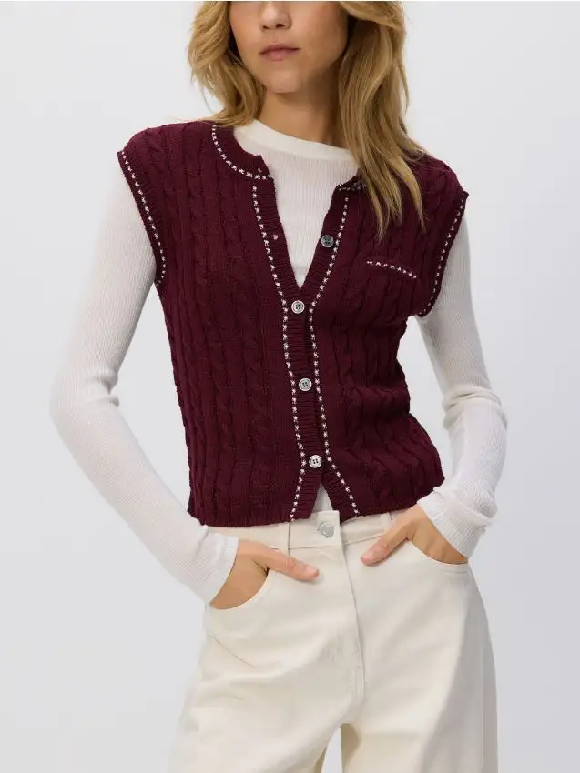Gilet in maglia Colore bordeaux