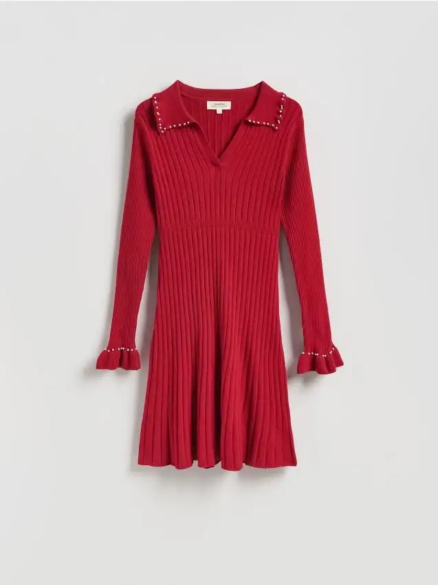 Abito con colletto Colore rosso