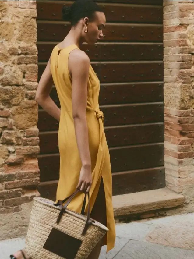 Borsa shopper intrecciata Colore grano