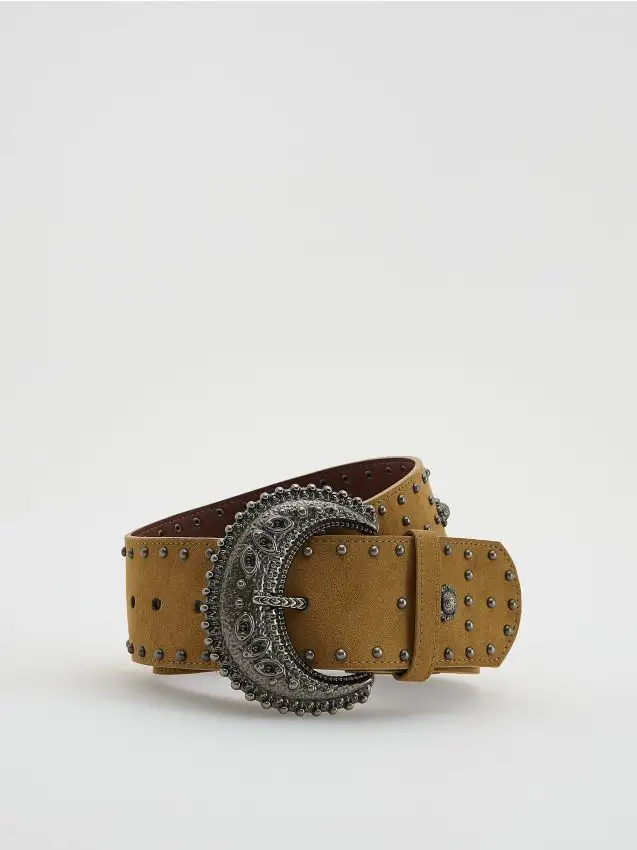 Cintura con fibbia decorativa Colore marrone dorato