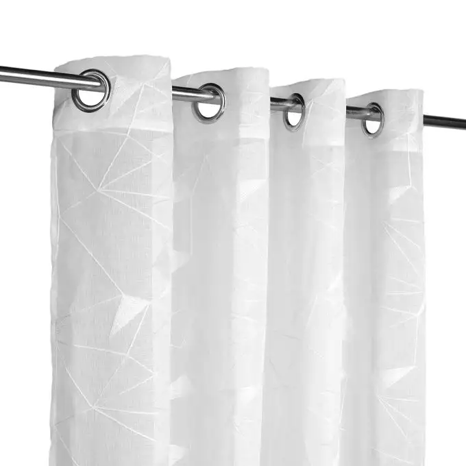 Tenda voile bianca ricamata geometrica