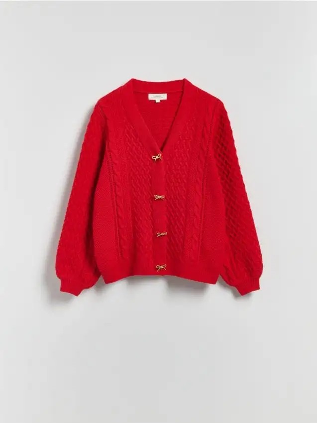 Cardigan con bottoni decorativi Colore rosso