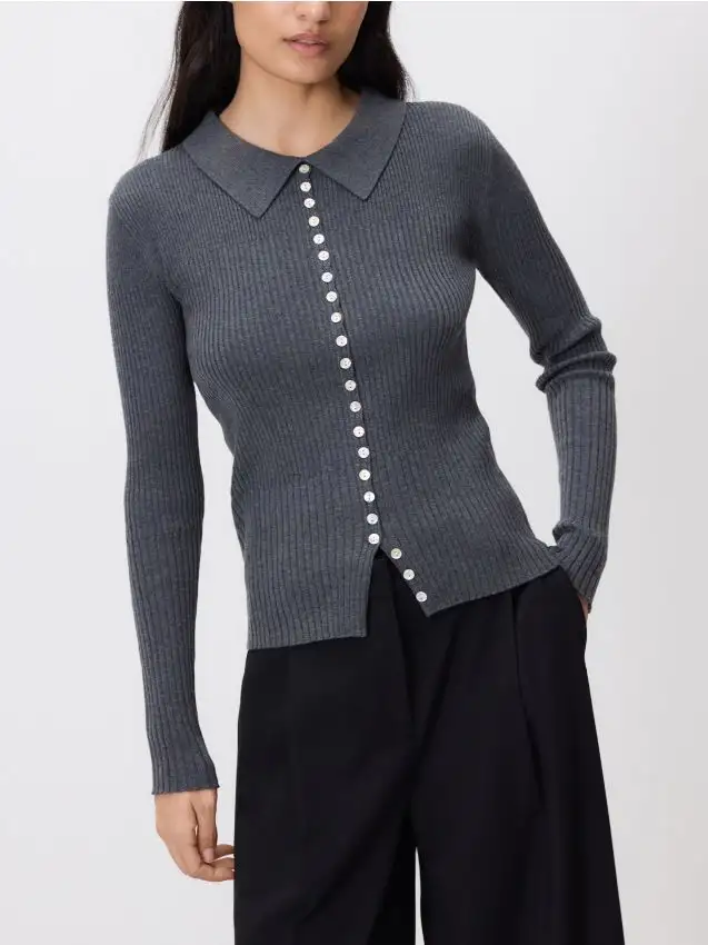 Cardigan con bottoni decorativi Colore grigio medio