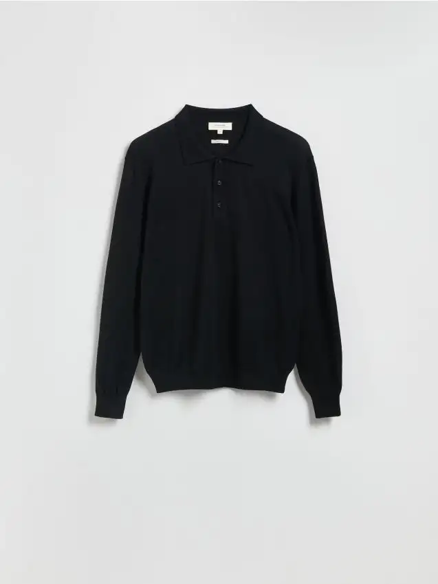 Maglione polo in lana merino Colore nero