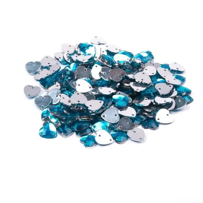 Paillettes da cucire cuore turchese 8x8mm