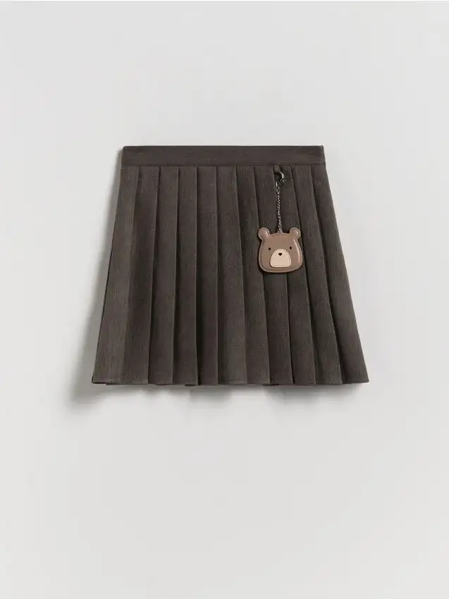 Gonna plissettata con ciondolo Colore grigio scuro