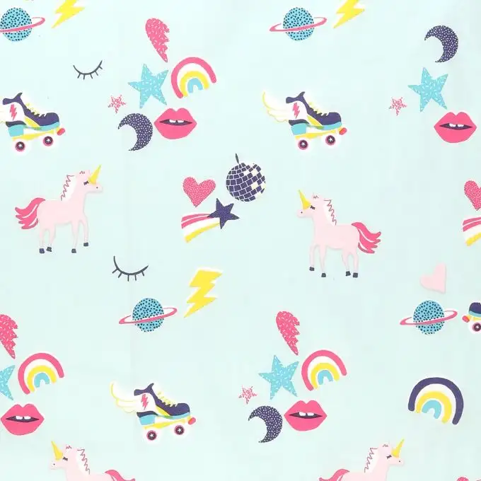 Tela per lenzuola unicorni multicolori