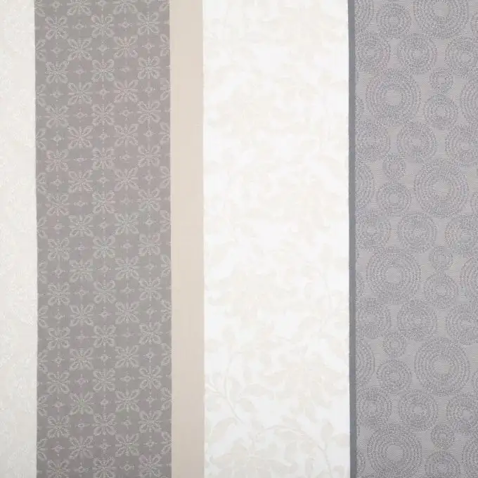 Tessuto jacquard rivestito righe fiori grigi