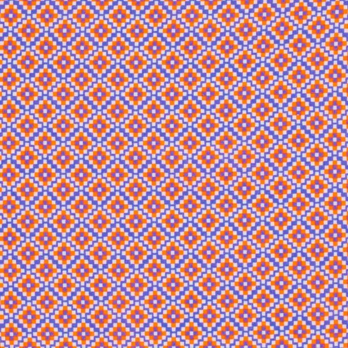 Tessuto popeline mosaico arancione fluo