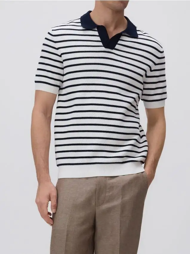 Maglione stile polo a righe Colore bianco