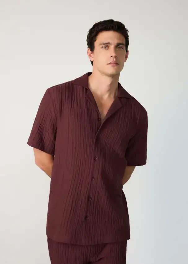 Camicia in mussola regular fit Colore maroon