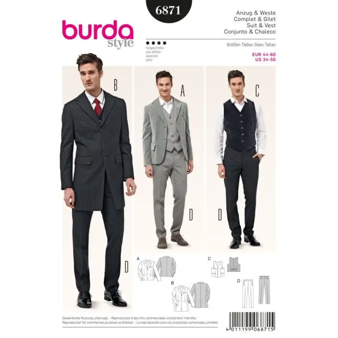 Modello burda 6871 completo e gilet