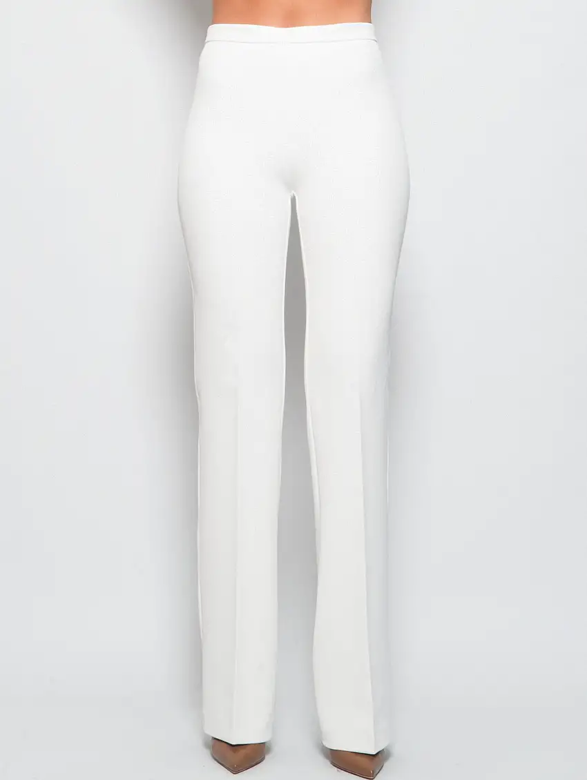 Pantaloni Svasati in Crepe Tecnico Bianco