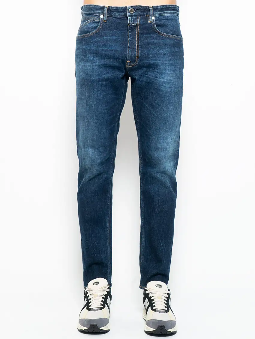 Jeans in Cotone Organico Stretch Blu Scuro