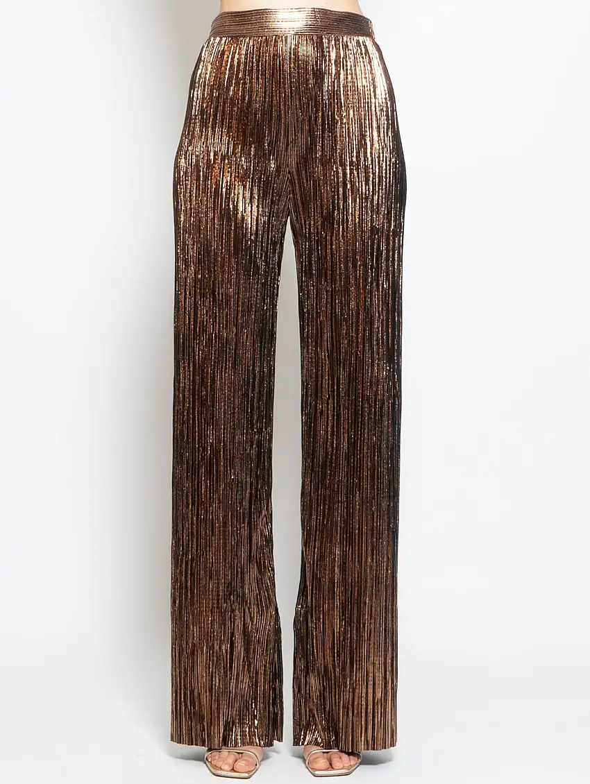 Pantaloni Ampi in Plissé Nero