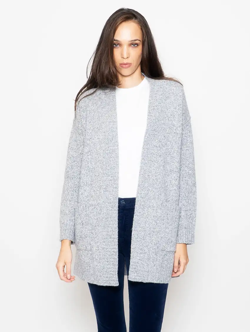 Cardigan Sciallato Mélange Grigio