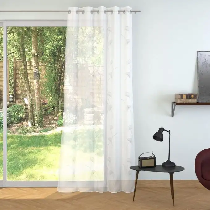 Tessuto voile ricamato ninfea