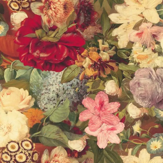 Tessuto cotone spesso stampato Fiori vintage