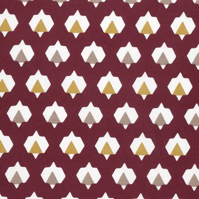 Tessuto cotone semi-intrecciato moucharabieh rosso bordeaux