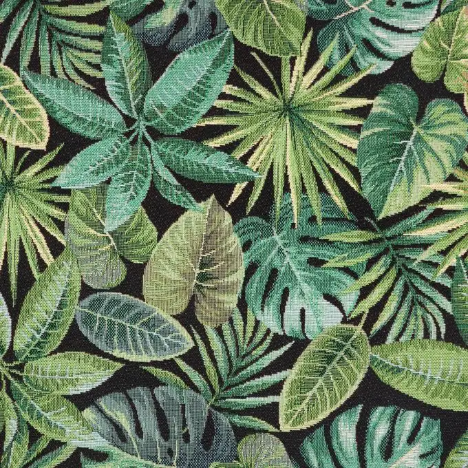 Tessuto jacquard fogliame verde