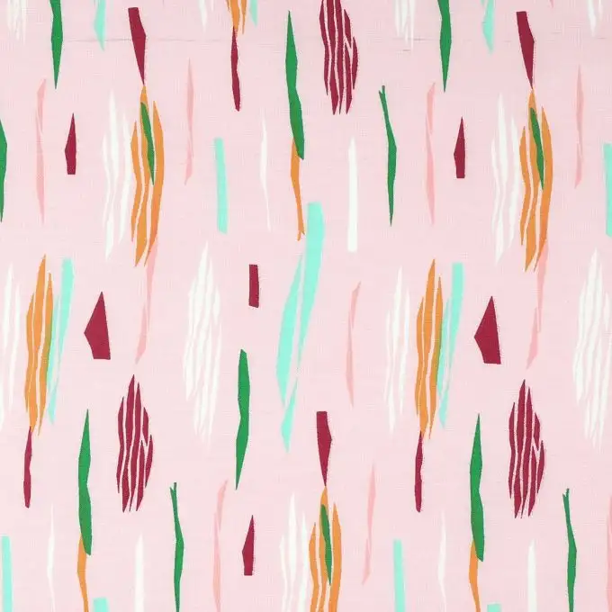 Tessuto cotone rosa righe multicolore