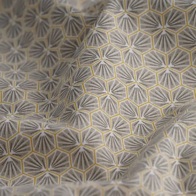 Tessuto cretonne Riad taupe esagono
