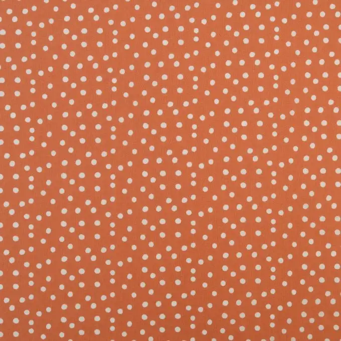 Tessuto cotone corallo pois bianchi