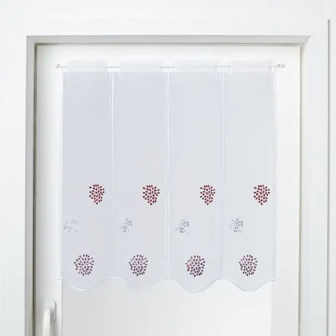 Tendina velo garza fiori rossi