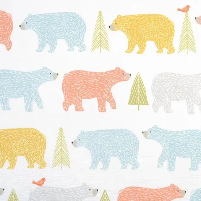 Tessuto cotone spesso orsi multicolori