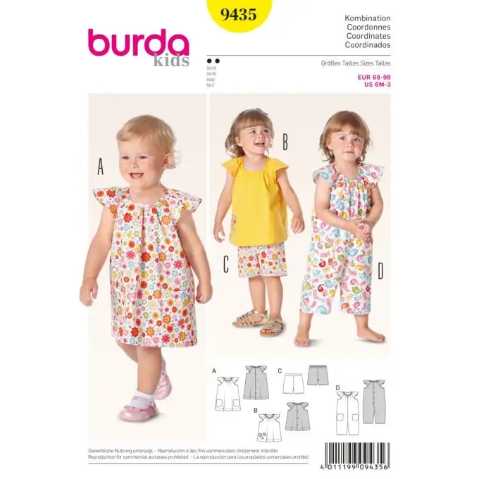 Modello burda 9435 bambini coordinati