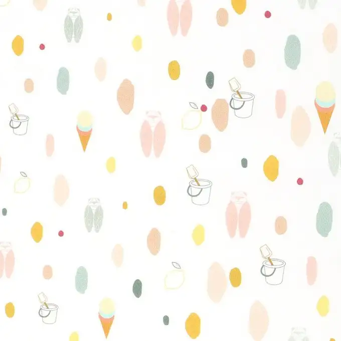 Popeline tessuto cicala e gelato multicolore