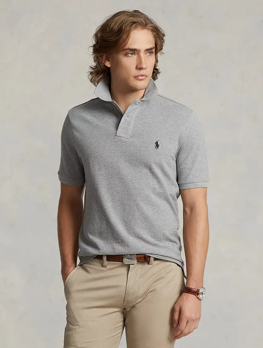 Polo in Cotone Piquè Slim Fit Grigio