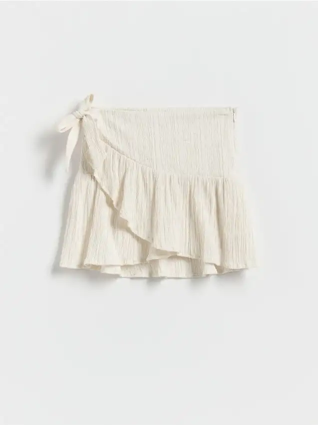 Gonna in viscosa con miscela di lino Colore nude