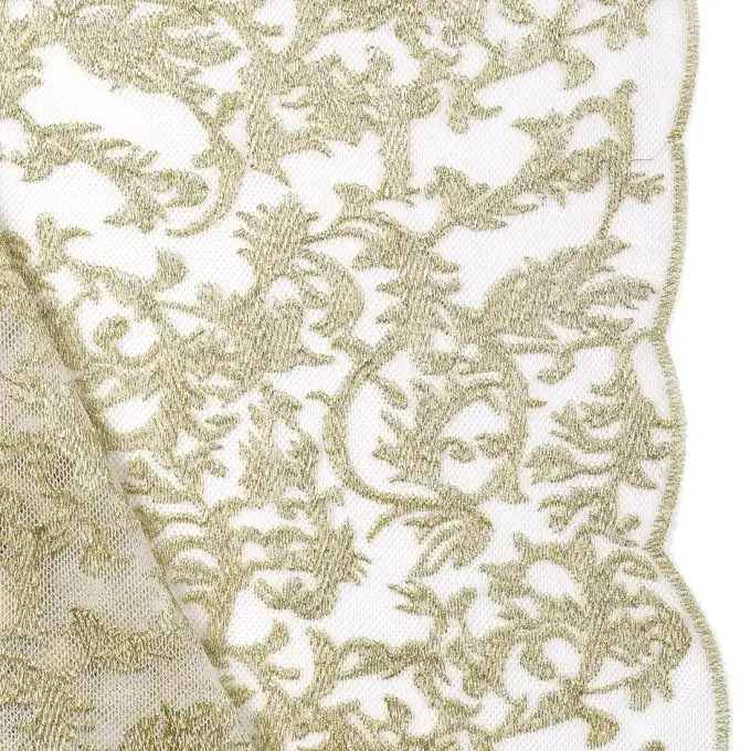 Tessuto rete ricamato dorato