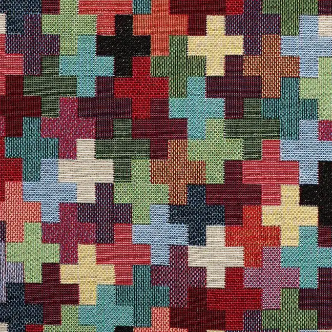 Tessuto jacquard croce multicolore