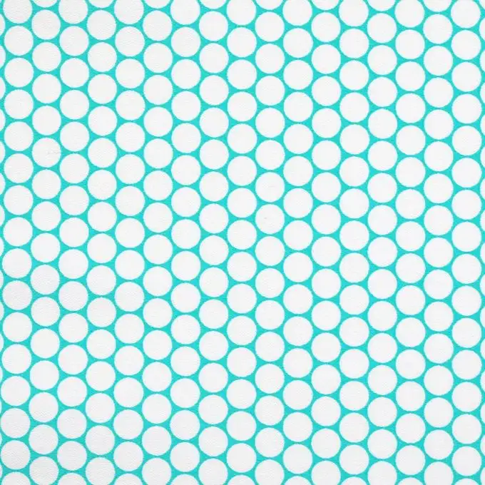 Tessuto satin di cotone cerchi blu fluo