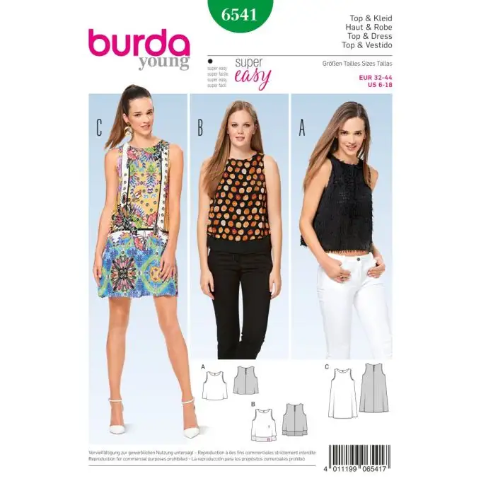 Modello burda 6541 top e abito