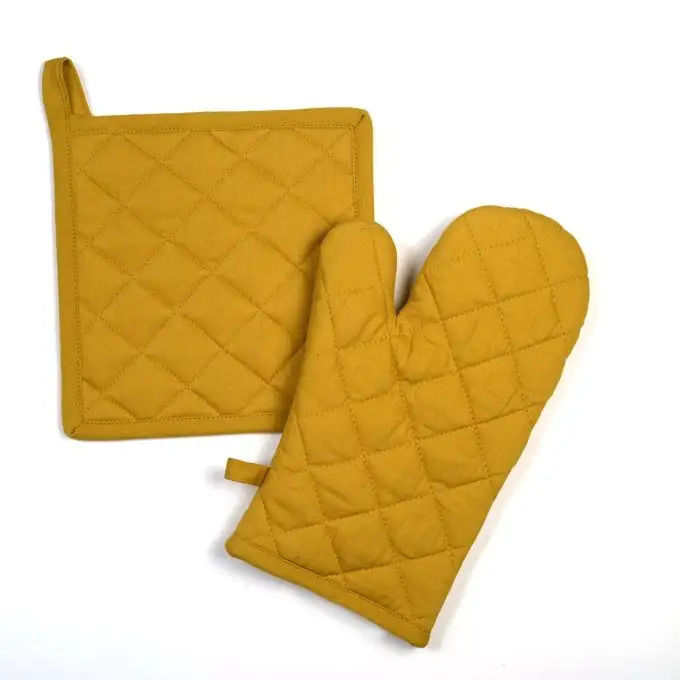 Set guanto e presina giallo