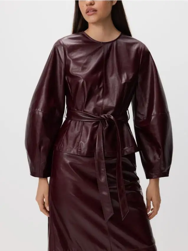 Blusa in ecopelle Colore maroon