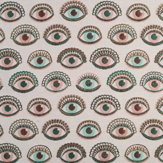 Tessuto jacquard occhi rosa e blu