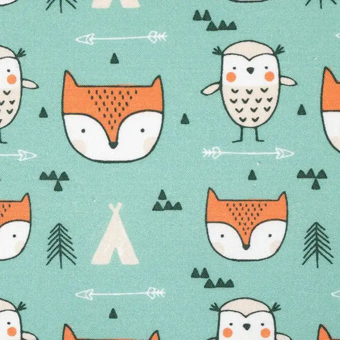 Tessuto cotone verde volpi
