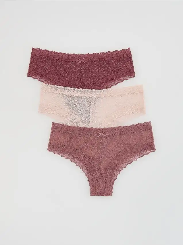 Confezione da 3 mutandine in pizzo Colore rosa