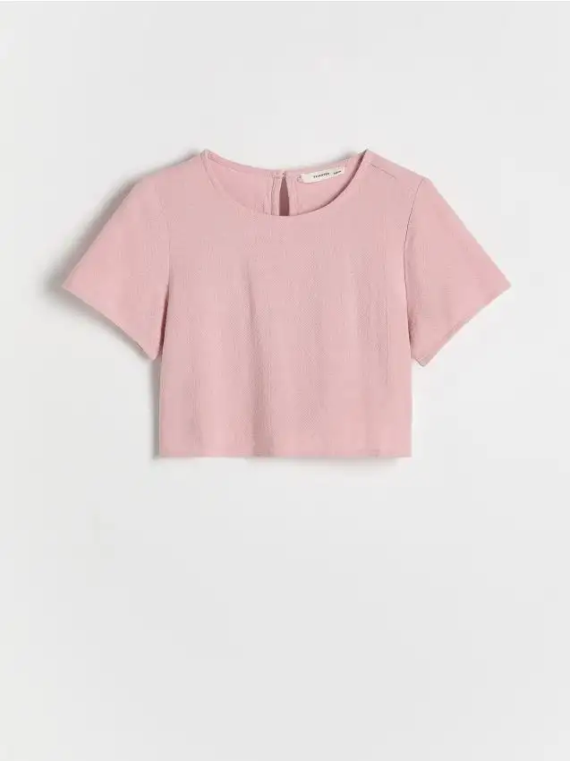 Blusa in viscosa con lino Colore rosa cipria